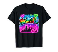 Nashville Retro Vivace Skyline Music City Design Maglietta