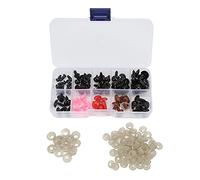 Naso con occhi di sicurezza, 75 pezzi, dischi di bloccaggio in plastica, occhi per bambole da 6 mm a 12 mm, con naso a 4 colori, design anti-caduta per orsacchiotto, organizer per zaini