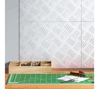 Naso di gradino in alluminio, 4 pezzi, 40 x 30 cm, colore: Argento | Motivo a scacchi antiscivolo, interno esterno, facile da pulire, durevole
