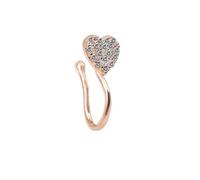Naso Piercing Finto1 Pezzi 14G Rame Falso Clip su Gioielli con Piercing Finto Non Forato Cuore con zirconi cubici, Stile 1-Oro Rosa, 1.6mm
