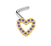 Naso PiercingL1 Pezzi Rame in Acciaio Inossidabile Piercing Labret Trago Helix Cartilagine Piercing Orecchio Stud Cuore con zirconi cubici
