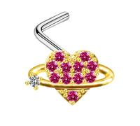 Naso PiercingL1 Pezzi Rame in Acciaio Inossidabile Piercing Labret Trago Helix Cartilagine Piercing Orecchio Stud Cuore con zirconi cubici
