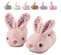 Nasogetch Pantofole Bambina Invernali Ciabatte da Casa Peluche Coniglio Scarpe Cotone Ragazza Antiscivolo Chiuse Rosa 28 190mm 26/27 EU