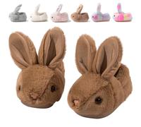 Nasogetch Pantofole Bambino Invernali Ciabatte da Casa Peluche Coniglio Scarpe Cotone Ragazzo Antiscivolo Chiuse Marrone 28 190mm 26/27 EU
