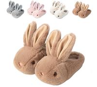 Nasogetch Pantofole Bambino Invernali Ciabatte da Casa Peluche Coniglio Scarpe Cotone Ragazzo Antiscivolo Marrone 28 190mm 28/29 EU