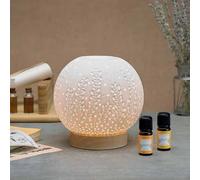 Nasoterapia Auris Diffusore Elettrico a Lampadina per Oli Essenziali, Materiale Legno e Ceramica, Senza Acqua, Microparticelle, Sicurezza, Ideale per Piccole e Medie Stanze, Uso Domestico e Ufficio