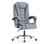 naspaluro Sedia da Ufficio Ergonomica, Poltrona Direzionale con Sedile Largo, Sedia Ufficio Reclinabile con Braccioli Imbottiti et Altezza Regolabile, Cotone e Lino, Grigio