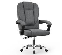 naspaluro Sedia da Ufficio,Sedia Scrivania Ergonomica Con Schienale Alto Inclinato a 135°,Sediae Girevole Confortevole in Cotone e Canapa di Alta Qualità, Sedie Sollevabile Con Cuscino a Molla, Nero