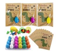 NASSMOSSE 1 Set di Giocattoli di Dinosauro, 24 Pezzi di Uova di Dinosauro da cova con Carte e Sacchetti, crepa in Acqua con Colori Assortiti, Drago per Bambini Ragazzi Ragazze bomboniera di Pasqua