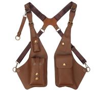 NASSMOSSE Borsa a tracolla regolabile sotto le ascelle Fondine a doppia spalla in PU antifurto Armatura multitasca in pelle nera per uomo donna, Marrone