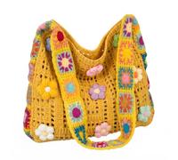 NASSMOSSE Borse da donna all'uncinetto, borsa a tracolla Boho con borsa in morbido filato di lana dal design traforato, giallo