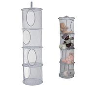 NASSMOSSE Cesto di stoccaggio di Animali ripieni Appeso Pieghevole a 4 Scomparti Traspiranti reti sospeso per Animali da Peluche, 43x12in