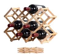 NASSMOSSE Portabottiglie in legno Portali pieghevoli per 10 bottiglie in stile moderno a porta d'ingetà a piedi robusti per bottiglia da vino shelf da scarico per tavolo da tavolo