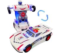 NASSMOSSE Ruote universali elettriche trasformabili per auto della polizia con luci e suoni per bambini