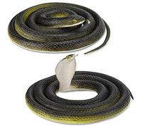 NASSMOSSE Serpente di Gomma, 2 Pezzi, 80 cm, Giocattolo Serpente spazzino in Gomma, Cobra Realistico, Finto per Bambini, per Oggetti da Giardino, scherzi, Giocattoli