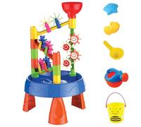 NASSMOSSE Tavolo da Acqua per Bambini 32 Pezzi/Set Tavolo da Acqua e Sabbia Vibrante Arrotondato Estivo con Ruota e Imbuto di Sabbia Giocattolo sensoriale da Spiaggia con per Ragazzi Ragazze