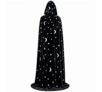 NASSMOSSE Vesti da Mago Costume da Mago con Cappuccio Star Moon Mantello con Cappuccio in Velluto per Giochi di Ruolo con vampiri e Demoni, Nero