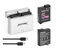 NASTIMA Batteria Osmo Action 5 Pro/4/3 Caricabatteria Set, 2 Pack 2100mAh Batteria di Ricambio Tipo C Caricabatteria Dual LED per DJI Osmo 360/Action 5 Pro/Action 4/Action 3 Fotocamera