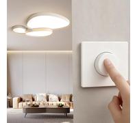 Nastopee Dimmer per Lampade LED 5-300W, Dimmer Rotativo Interruttore Dimmer 220-240V, Dimmer LED per Lampade LED Dimmerabili, Lampadine a Incandescenza e Alogene con Piastra di Copertura Bianca