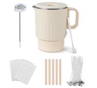 Nastopee Sciogli Cera per Candele Elettrico, Fusore di Cera per Realizzare Candele con 1L Pentola per Fusione Termometro Stoppino per Candele e Cucchiaio Set Candele Fai Da Te per Mescolare