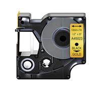 Nastri compatibili per Dymo D1 45023 S0720630 Nero su Oro 12 mm x 7 m Ricambio per LabelManager LM 160 210D 220P 260P 280 360D 420P 450D 500TS PnP MobileLabeler LabelPoint, confezione da 1