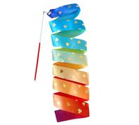 Nastri da danza per bambini, lunghezza 2 m, nastro arcobaleno in seta per ballerini, bacchetta con motivo a cuore, bacchetta per fare twirling, sacchetti di regalo, fascia da ginnastica per bambini