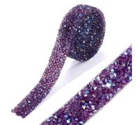 Nastri di strass autoadesivi, nastro in resina con fissaggio a caldo, catena da stirare for decorazioni fai te su abiti, scarpe e oggetti d'arte(Tpurple Ab,15mm1Yard)