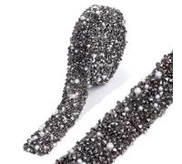 Nastri di strass autoadesivi, nastro in resina con fissaggio a caldo, catena da stirare for decorazioni fai te su abiti, scarpe e oggetti d'arte(Jet Pearl,10mm1Yard)