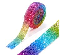 Nastri di strass autoadesivi, nastro in resina con fissaggio a caldo, catena da stirare for decorazioni fai te su abiti, scarpe e oggetti d'arte(Trainbow Ab,10mm1Yard)