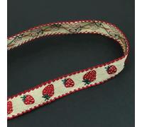 Nastri in pizzo ricamati in cotone jacquard vintage con motivo a fragole, fai da te, materiali per cucito e artigianato fatti a mano - 3 YARDS - 1,2 cm - SF-2-419-A