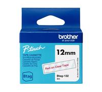 NASTRI PER ETICHETTATRICI BROTHER BTAG-132, Brother P-touch PT-N10, PT-N20, PT-N25BT, Rosso, Trasparente