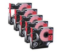 Nastri per etichette laminati standard da 5 confezioni da 12 mm compatibili con i materiali di consumo della stampante D1 45013 45010 Da utilizzare con LabelManager 160 450(5PK Black on Red)