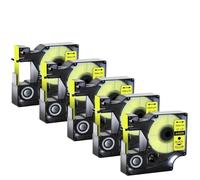 Nastri per etichette standard da 5 pezzi da 12 mm compatibili con il nastro a nastro D1 45013 45010 45018 Funziona con l'etichettatrice LabelManager 100 450(Black on Yellow)