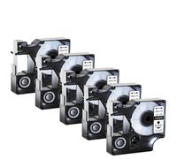 Nastri per etichette standard da 5 pezzi da 12 mm compatibili con il nastro a nastro D1 45013 45010 45018 Funziona con l'etichettatrice LabelManager 100 450(Black on Clear)