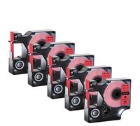 Nastri per etichette standard da 5 pezzi da 12 mm compatibili con il nastro a nastro D1 45013 45010 45018 Funziona con l'etichettatrice LabelManager 100 450(Black on Red)