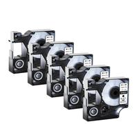 Nastri per etichette standard da 5 pezzi da 12 mm compatibili con il nastro a nastro D1 45013 45010 45018 Funziona con l'etichettatrice LabelManager 100 450(Black on White)