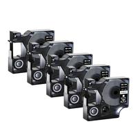 Nastri per etichette standard da 5 pezzi da 12 mm compatibili con il nastro a nastro D1 45013 45010 45018 Funziona con l'etichettatrice LabelManager 100 450(White on Black)