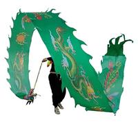 Nastri per la Danza del Drago, Draghi di Seta flut Gita Primaverile all'aperto in Giardino con Bastoncini in Fibra di Vetro e Borsa da Viaggio! Parco all'aperto(Green,8m/26ft)