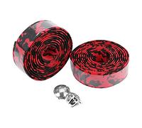 Demeras Nastri per manubrio per bici con tappi per manubrio, involucri per manubri antiscivolo resistenti in EVA per bici da corsa in bicicletta 2 pezzi/set(Nero rosso)