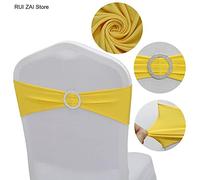 Nastri per sedie, Telai for sedie, Copritelai for sedie in spandex Fasce for arco con fibbia for decorazioni for banchetti for feste di nozze Hotel Office Meeting Decorazioni 50 pezzi,(Gold)