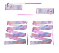 Nastri scintillanti per danza, 2 pezzi, 190 cm, per ginnastica ritmica, per bambini, streamer, ballerini, ballerini, allenamento, feste di compleanno