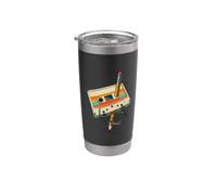Nastro a cassetta vintage a matita, stile nostalgico, anni '80 e '90 Bicchiere termico in acciaio inox doppia parete