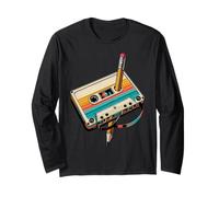 Nastro a cassetta vintage a matita, stile nostalgico, anni '80 e '90 Maglia a Manica