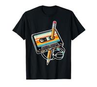 Nastro a cassetta vintage a matita, stile nostalgico, anni '80 e '90 Maglietta
