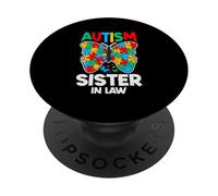 Nastro a forma di farfalla per la consapevolezza dell'autismo, cognata e suocera PopSockets PopGrip Adesivo