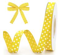 Nastro a pois dorati da 9,5 cm, 9,1 m, giallo narciso con pois bianchi, per artigianato, nastro in grosgrain per confezioni regalo, bouquet di fiori, fai da te, cucito, fiocchi per capelli