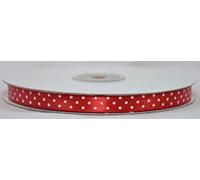 Nastro a pois in raso double face, larghezza 10 mm, lunghezza 50 m rosso