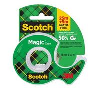 Scotch Nastro adesivo Magic - 1 Rotolo 19 mm x 30 m, Dispenser portatile - Nastro Trasparente Opaco e Scrivibile Ottimo per Casa, Ufficio e Scuola