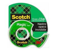 Scotch Nastro adesivo Magic - 1 Rotolo da 19 mm x 7,5 m, Dispenser portatile - Nastro Trasparente Opaco e Scrivibile Ottimo per Casa, Ufficio e Scuola