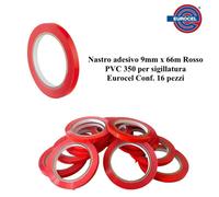 Nastro adesivo 9 mm x 66 m Rosso PVC 350 per sigillatura Eurocel Conf. 16 pezzi